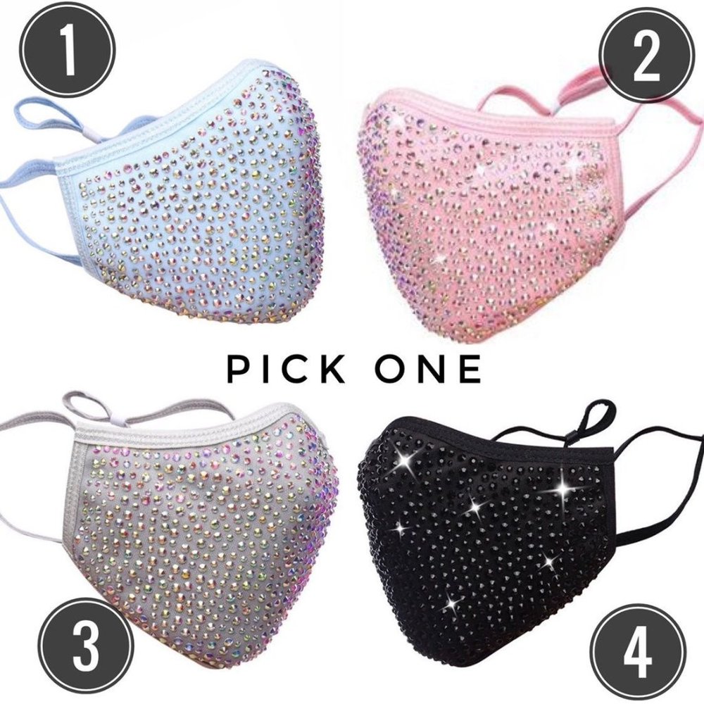 Bedazzled bling face mask with filter insert